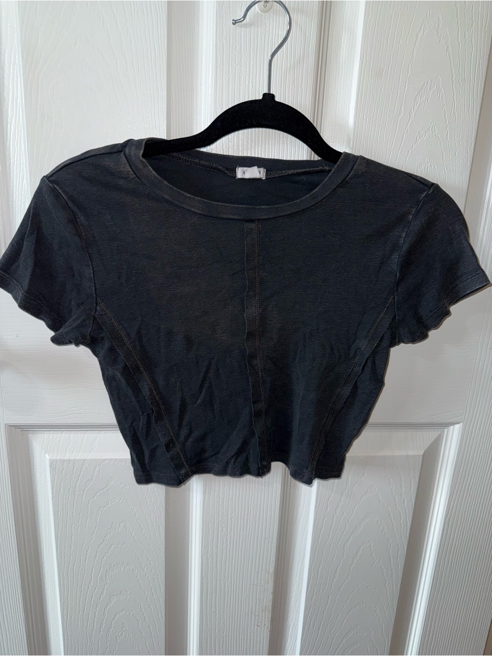 Garage - Women's Charcoal Short Sleeve Crop Top